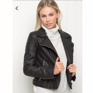Brandy Melville black Leather bomber Jacket